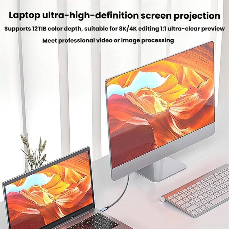 Type-C To DP1.4 8K 60Hz HD Unidirectional Adapter Cable Computer Gaming Console Monitor Mobile Phone Video Connection Cable