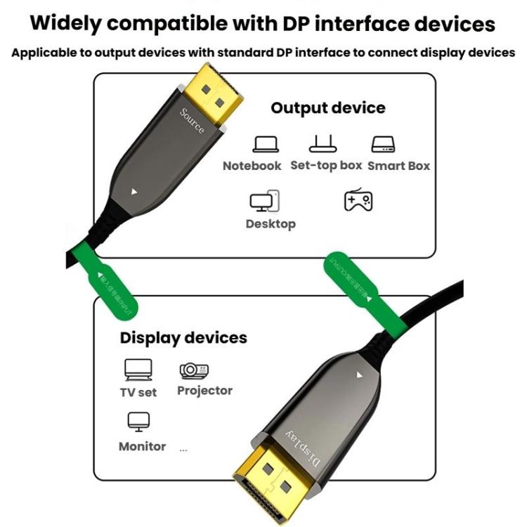 DP2.1 Male To Male 8K 60Hz HD Fiber Optic Cable For TV Computer Monitors Projectors