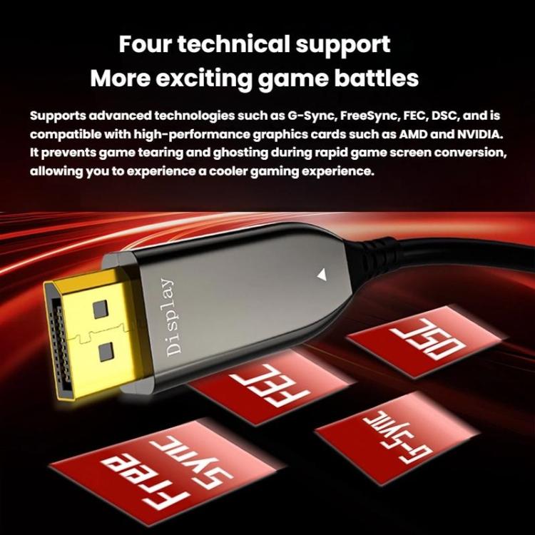 DP2.1 Male To Male 8K 60Hz HD Fiber Optic Cable For TV Computer Monitors Projectors