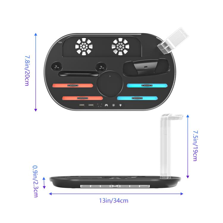 For Nintendo Switch 2 JYS NS2322 With RGB Light Charging Base Cooling Charging Storage Integrated Base