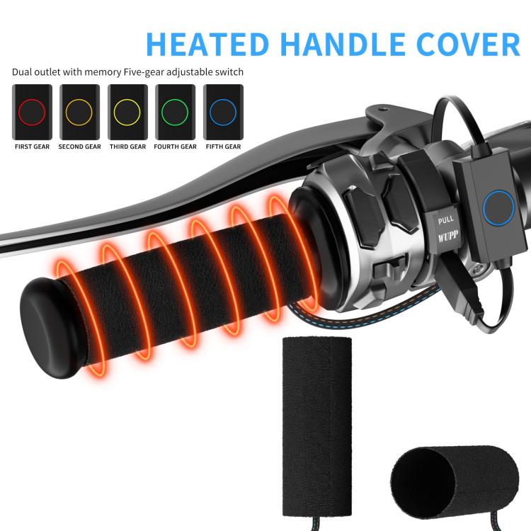 1pair Waterproof Heated Motorcycle Grips With Five-gear Adjustment