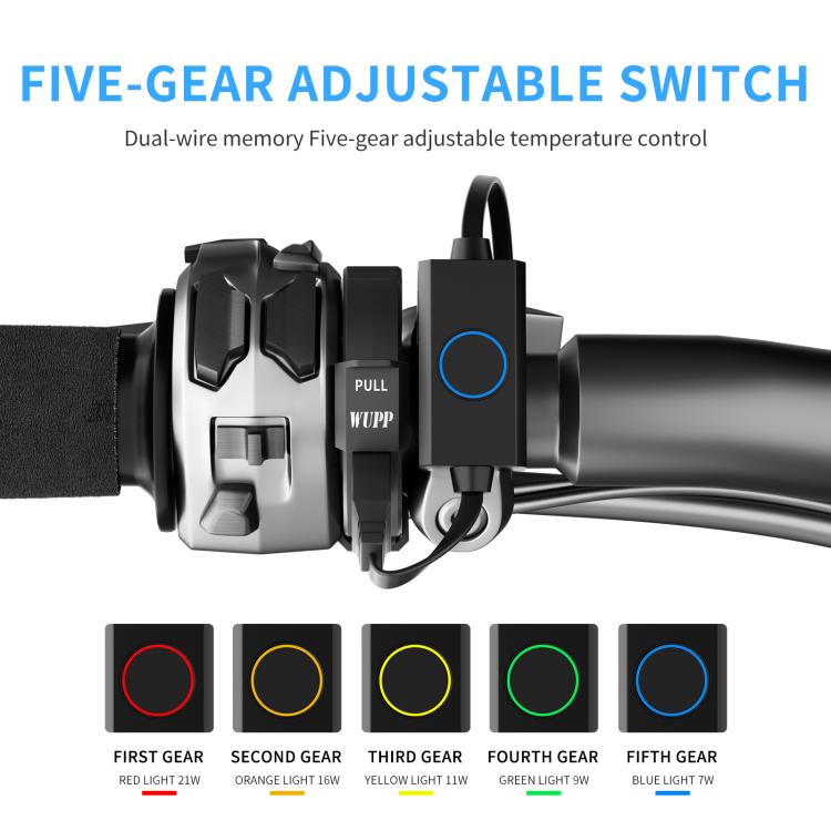 1pair Waterproof Heated Motorcycle Grips With Five-gear Adjustment