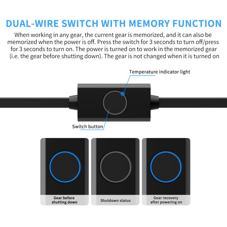 1pair Waterproof Heated Motorcycle Grips With Five-gear Adjustment
