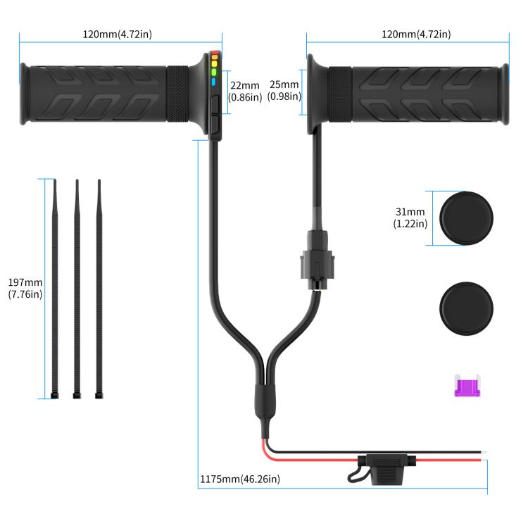 WUPP Rainbow Light Heated Motorcycle Handlebar Grips With Memory Function
