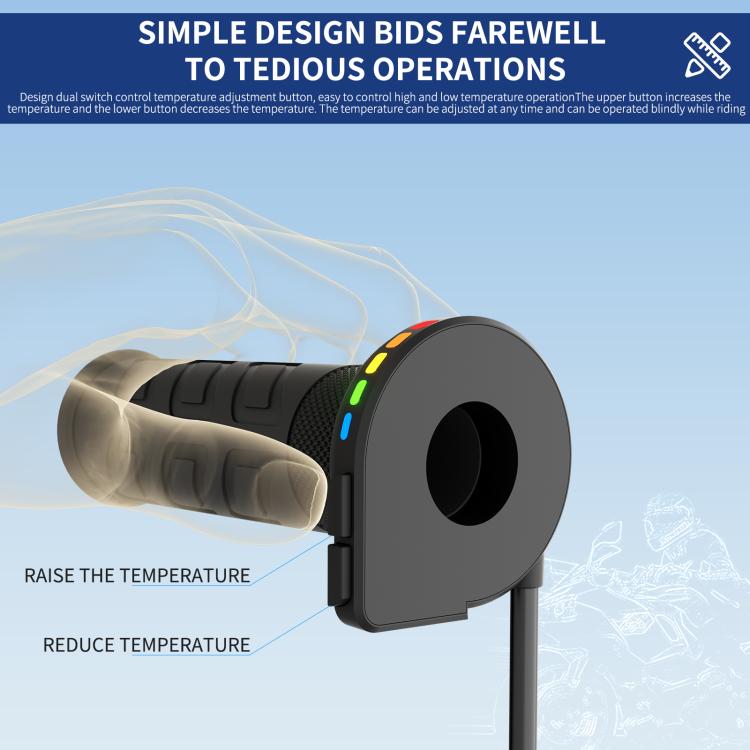 WUPP Rainbow Light Heated Motorcycle Handlebar Grips With Memory Function