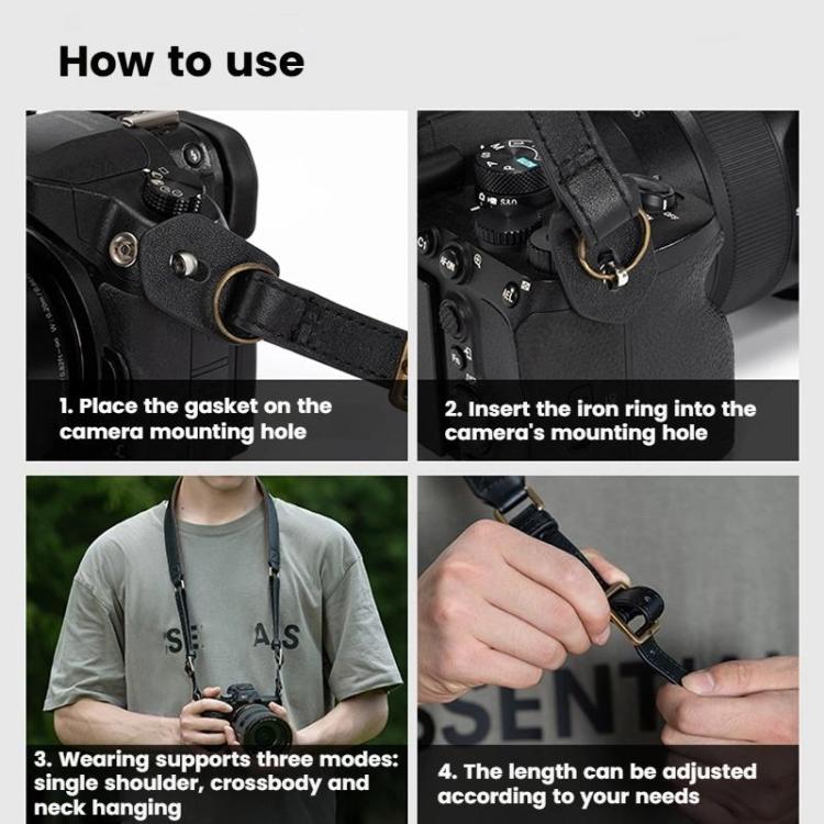 Cwatcun D222 Medium Comfortable DSLR Camera Universal Shoulder Strap Leather Quick Release Strap