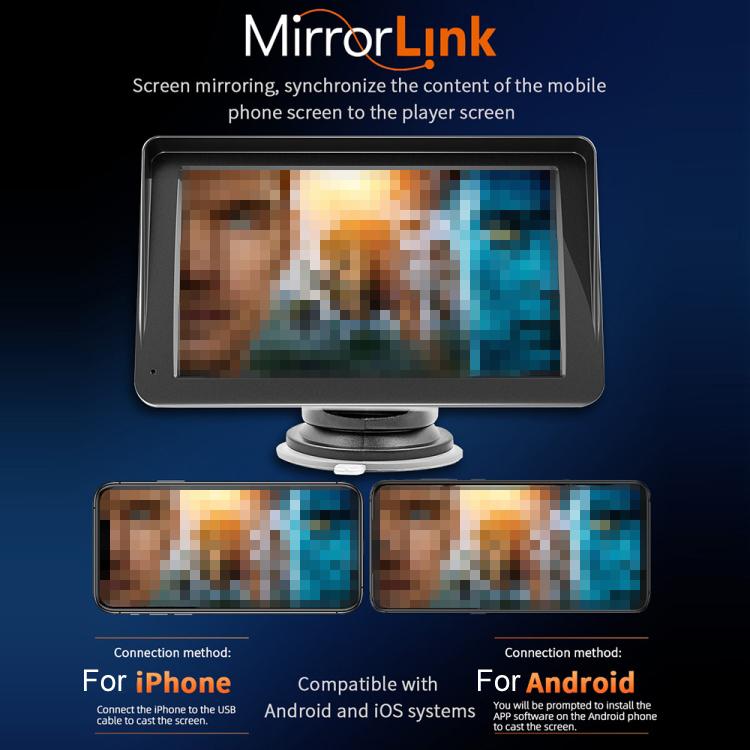 7-inch HD  Touch Screen + HD 8-light Reversing Image Wireless Carplay Car MP5 Player