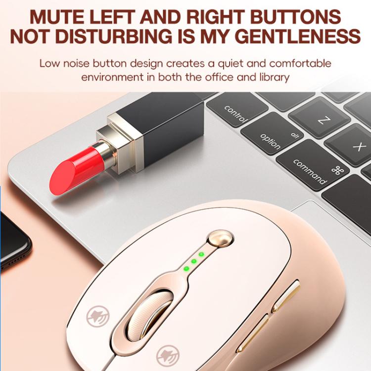2400 DPI Wireless Mouse USB-C Rechargeable, Milk Tea Color Elegant Design with Battery Indicator
