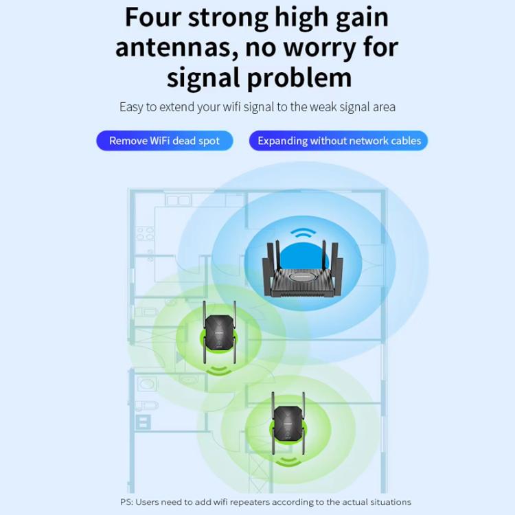 COMFAST CF-XR181 WiFi 6 Dual-Band 1500Mbps Wireless Signal Booster Gigabit Wireless Repeater