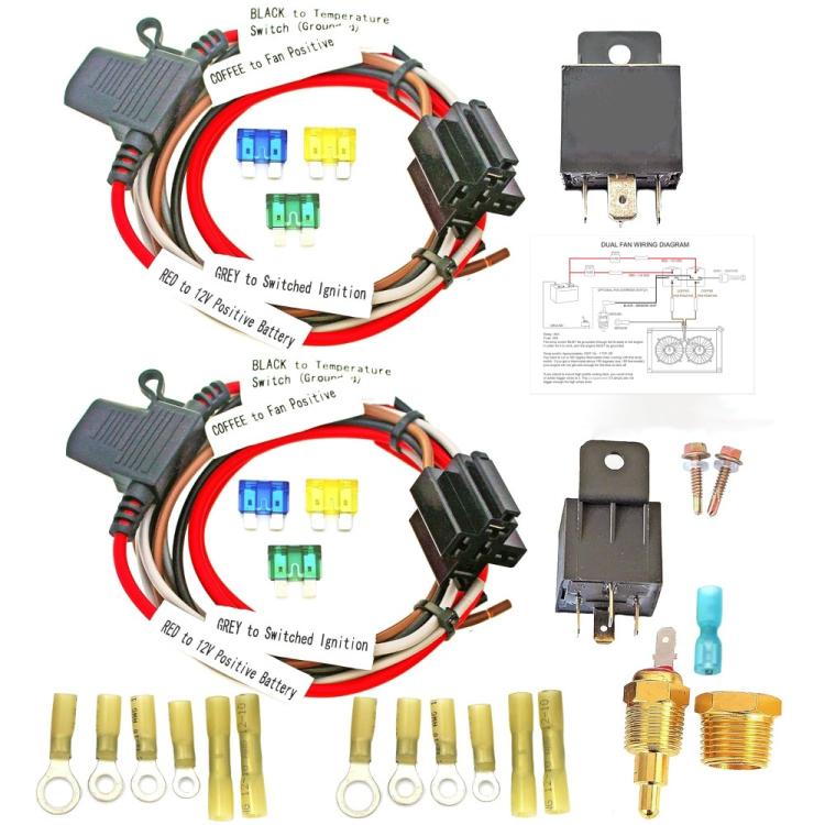 40A Thermostat Dual Electric Cooling Fan Wiring Harness Kit