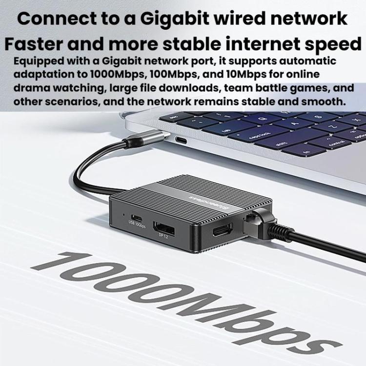 7 In 1 Docking Station Gigabit Ethernet Port High-Speed Transfer HUB