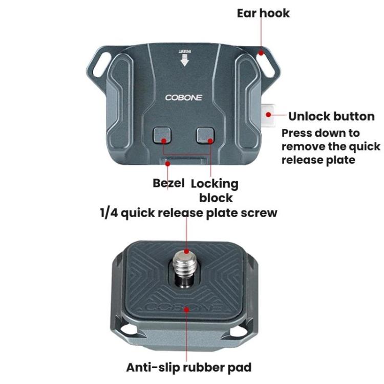 COBONE XQC-1 Camera Shoulder Strap Quick-Mount Clip Base Universal DSLR Tripod Head Adapter Base