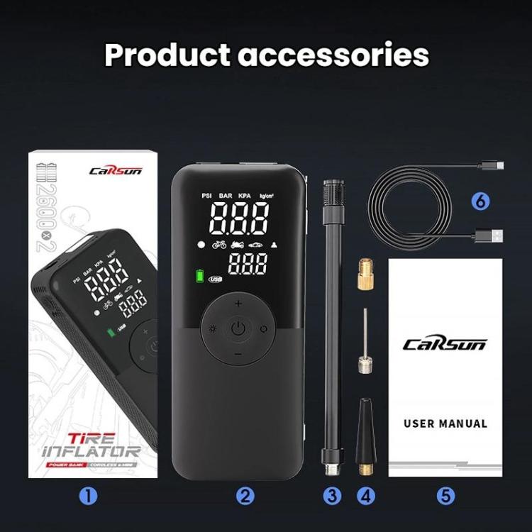 Portable Smart Lighting Wireless Digital Display Car Air Pump