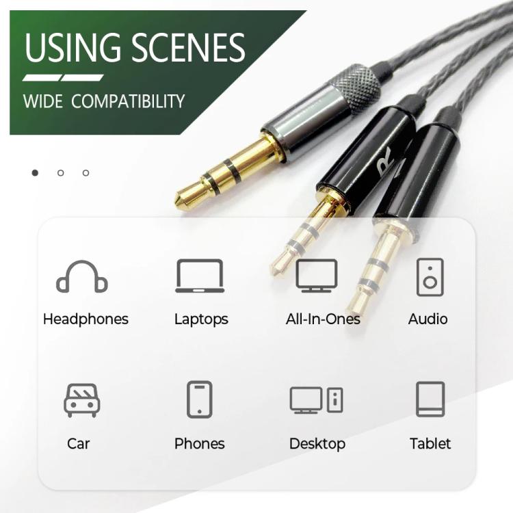 3.5mm To Dual 2.5mm Headphone Cable Audio Replacement Cable, For Sol Republic Master Tracks HD V8 V10 V12 X3