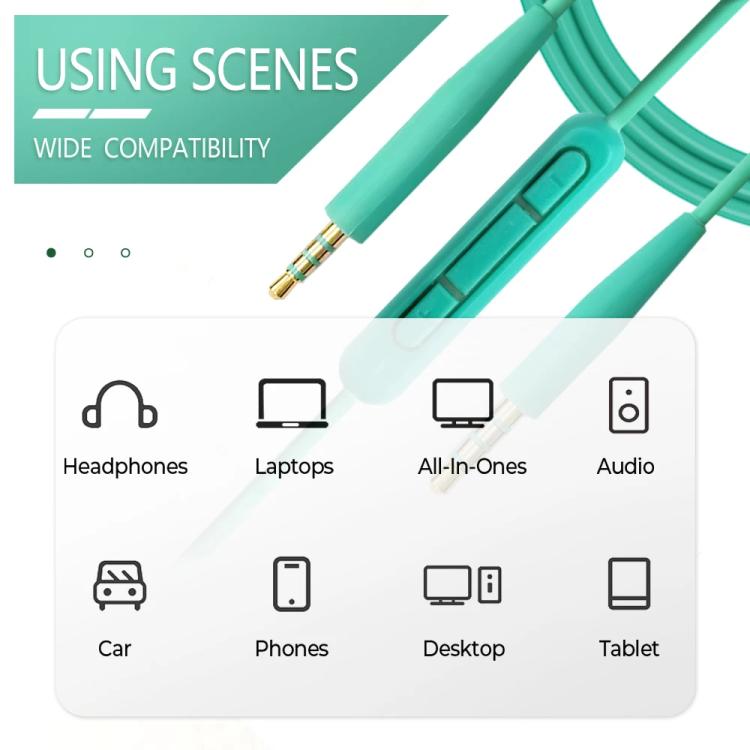 For BOSE QC25 / QC35 / SoundLink OE2 Audio Headphone Cable With In-line Microphone