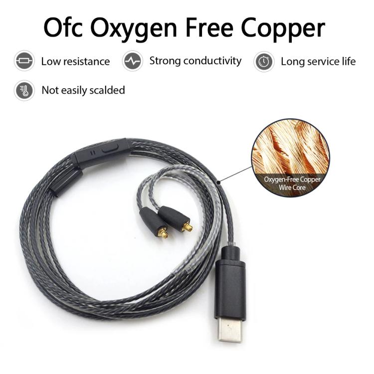 1.2m Type-C To MMCX Interface Headphone Plug Cable For Shure SE215 / SE315 / SE425 / SE535 / SE846