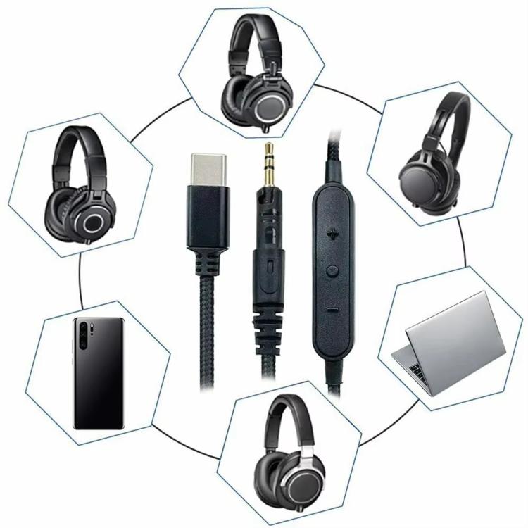 1.5m Type-C To 2.5mm Audio Headphone Cable For BOSE 700 QC25 QC35 OE2 SoundLink