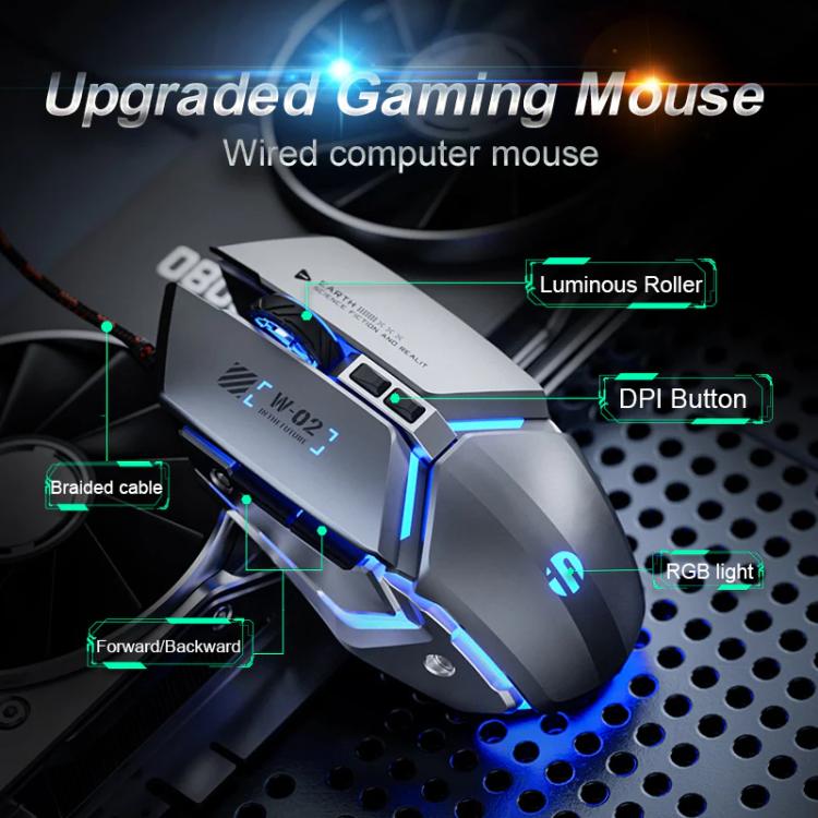 Inphic W-02 USB Wired Mouse Gaming Macro-Programmable Illuminated Computer Mice