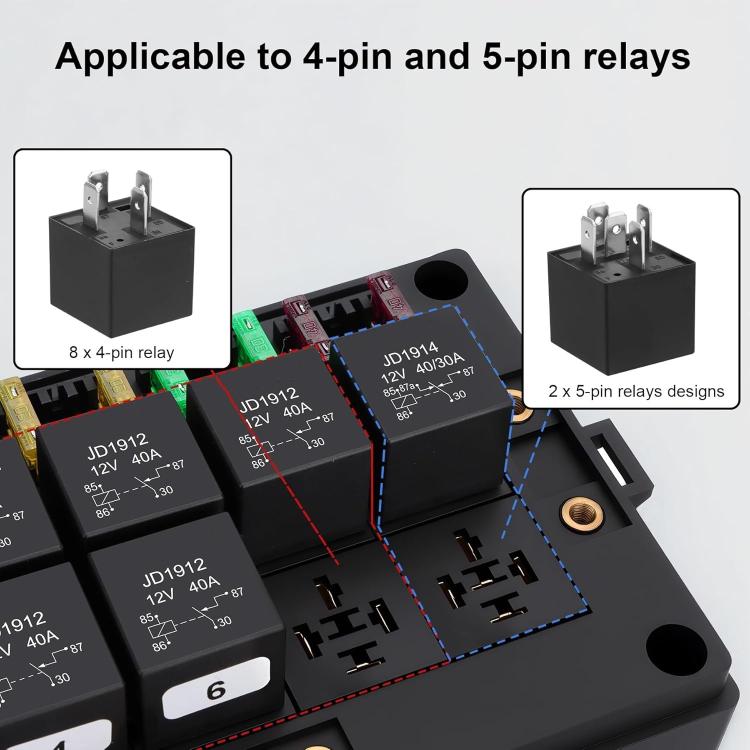 5pcs /Set Relay Socket Module for 4-Pin and 5-Pin Relays, Compatible with FB-15T 15-Slot Relay Box