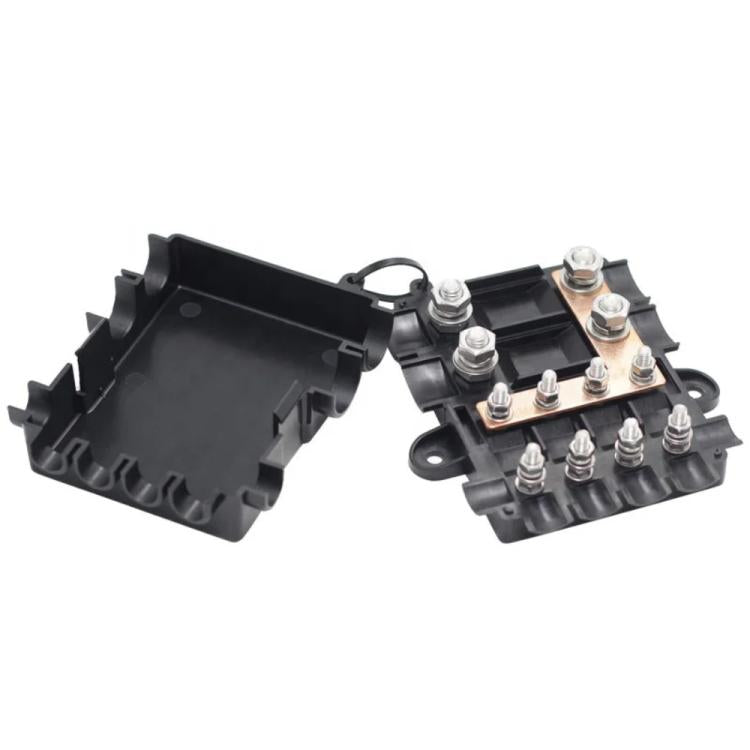 6-Way Automotive Fuse Block Box, 2-500A 32V DC, with 2 Input and 4 Output Terminals