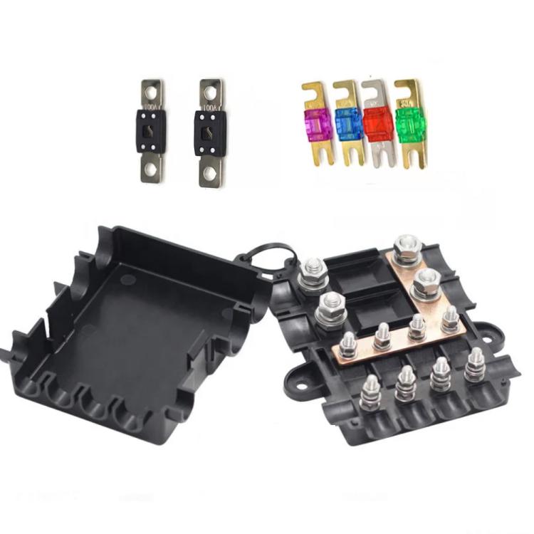 6-Way Automotive Fuse Block Box, 2-500A 32V DC, with 2 Input and 4 Output Terminals