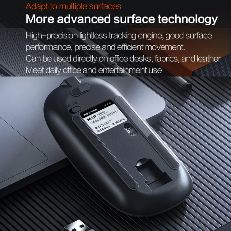 Inphic M1 PRO Wireless Bluetooth Tri-mode Rechargeable Mute Mouse With Battery Level Display