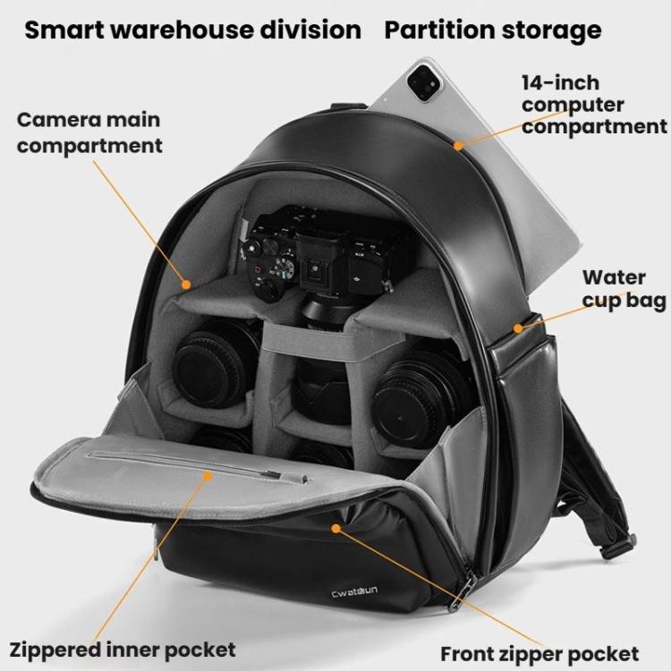 Cwatcun D125 Medium Shoulder Camera Bag Waterproof Casual Photography Backpack
