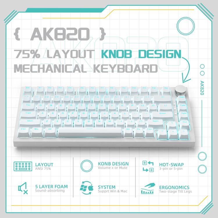 Ajazz AK820 Hot Swappable Wired Mechanical Keyboard With Light