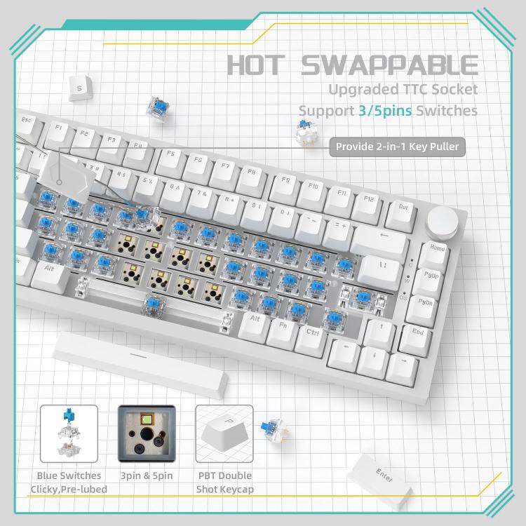Ajazz AK820 Hot Swappable Wired Mechanical Keyboard With Light