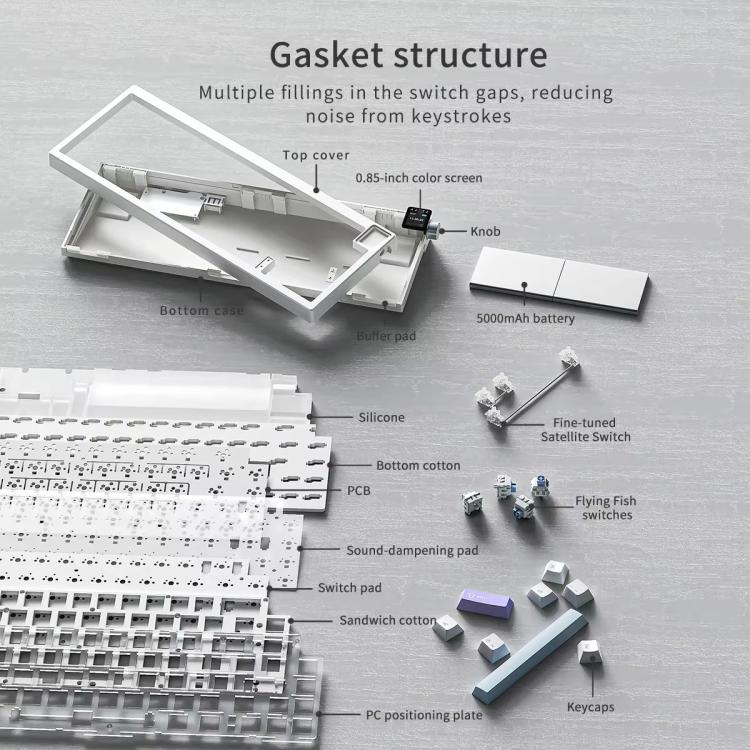 Ajazz AK650 Tri-mode Wireless Mechanical Keyboard With Screen Knob RGB Light