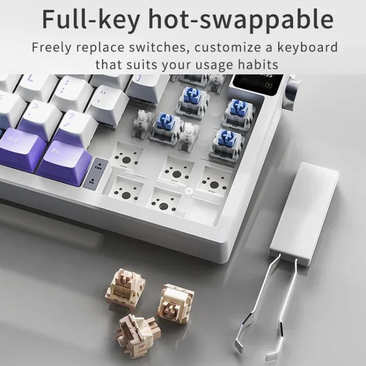 Ajazz AK650 Tri-mode Wireless Mechanical Keyboard With Screen Knob RGB Light