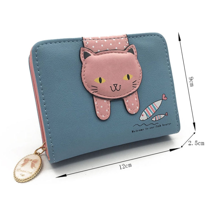 Women Cute Cat Wallet Small Zipper Wallet PU Leather Coin Purse Card Holder, Cat Rose Red, Cat Black, Cat Blue, Cat Green, Cat Pink
