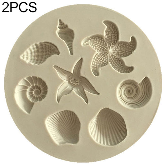 2 PCS  Marine Element Mould Sea Star Conch Shell Model Silicone Cake Fondant Tool