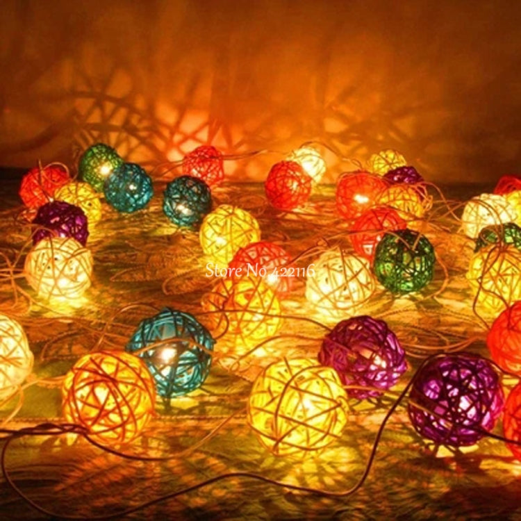 20 LEDs Rattan Balls Lights Fairy Holiday Christmas Outdoor LED Decorative Lamp