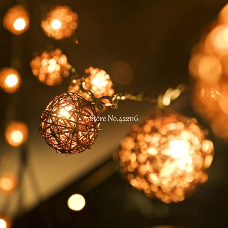 20 LEDs Rattan Balls Lights Fairy Holiday Christmas Outdoor LED Decorative Lamp