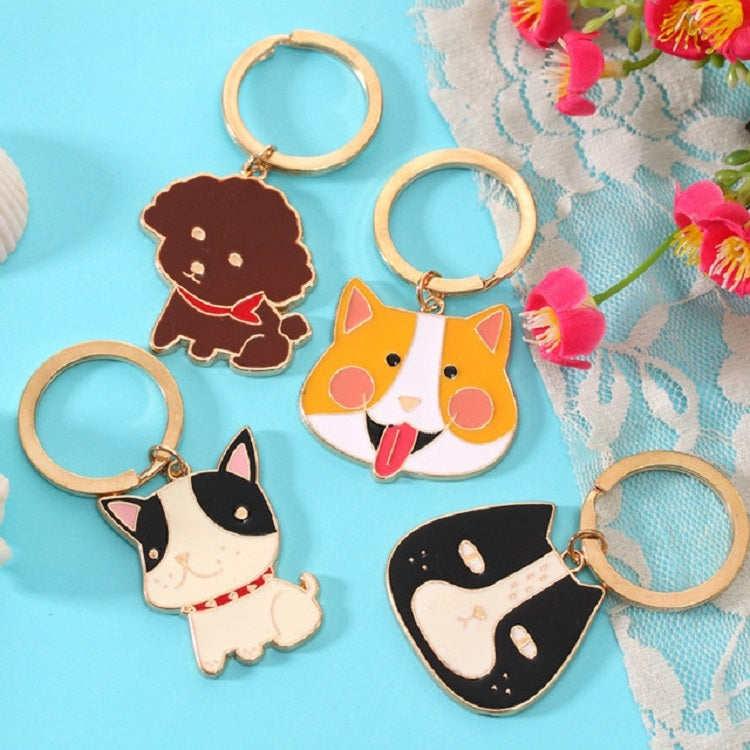 4 PCS Cartoon Animal Head Keychain Car Metal Ornament Key Ring