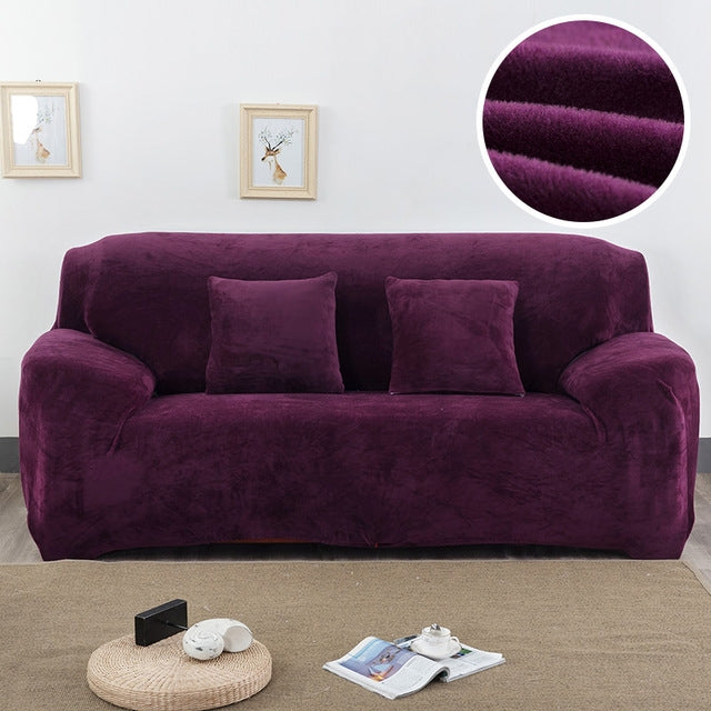 Plush Fabric Sofa Cover Thick Slipcover Couch Elastic Sofa Covers Not Include Pillow Case