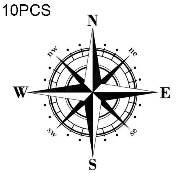 10pcs  Art Design Vinyl NSWE Compass Car Stickers Decals Black/Silver