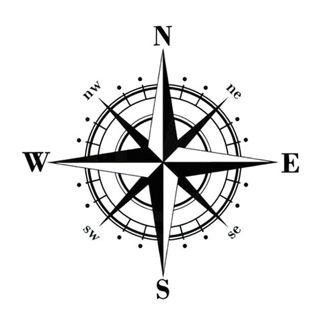 10pcs  Art Design Vinyl NSWE Compass Car Stickers Decals Black/Silver