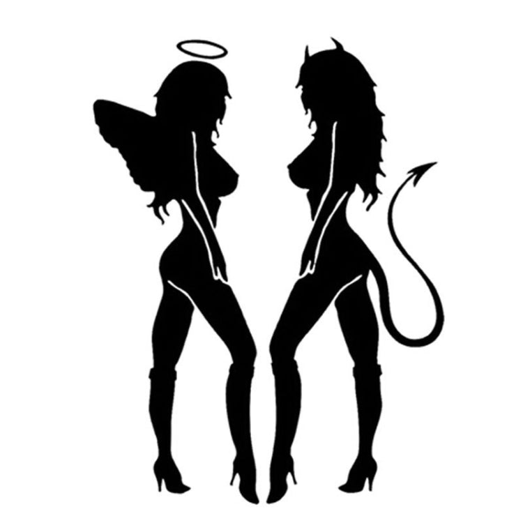 10 PCS QYPF ANGEL DEVIL Sexy Girl Car Sticker Car Styling Decal, Size: 18x14cm
