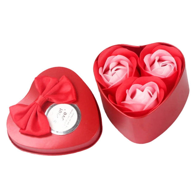 3 Soap Flowers Valentine's Day Gifts Tanabata Gifts Wedding Creative Gifts Heart Shaped Iron Box Roses