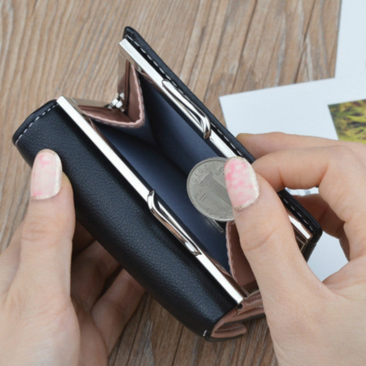 Simple Mini Vintage Flowers Short Women's Folding Wallet Coin Purse