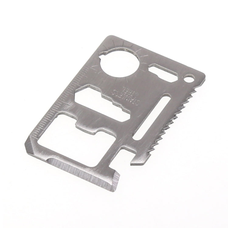 100 PCS 11 in 1 Outdoor Portable Multi-function Stainless Steel Hollow Tool Card Cutter with Leather Case, Size: 6.9 x 4.5cm