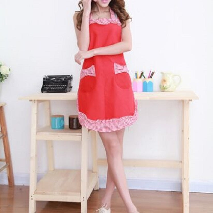 Sleeveless Bow Lace Apron with Pocket