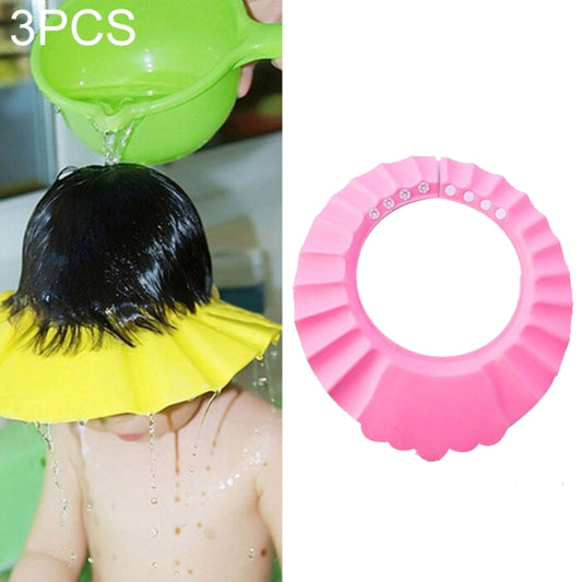 3 PCS Safe Baby Shower Cap Kids Bath Visor Hat Adjustable Baby Shower Cap Protect Eyes Hair Wash Shield for Children Waterproof Cap, Pink+wave, Pink+earflaps, Yellow+earflaps, Blue+earflaps, Yellow+wave, Blue+wave, Yellow+Round, Blue+Round, Pink+Round