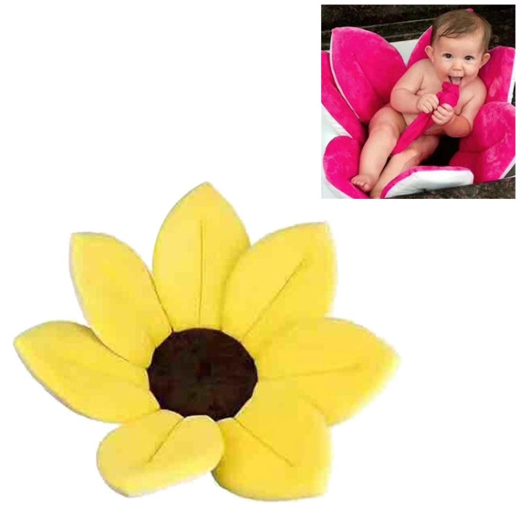 Newborn Baby Bathtub Foldable Blooming Bath Flower Bath Tub for Baby Blooming Sink Bath for Baby Play Bath Sunflower Cushion Mat, Diameter: 85cm