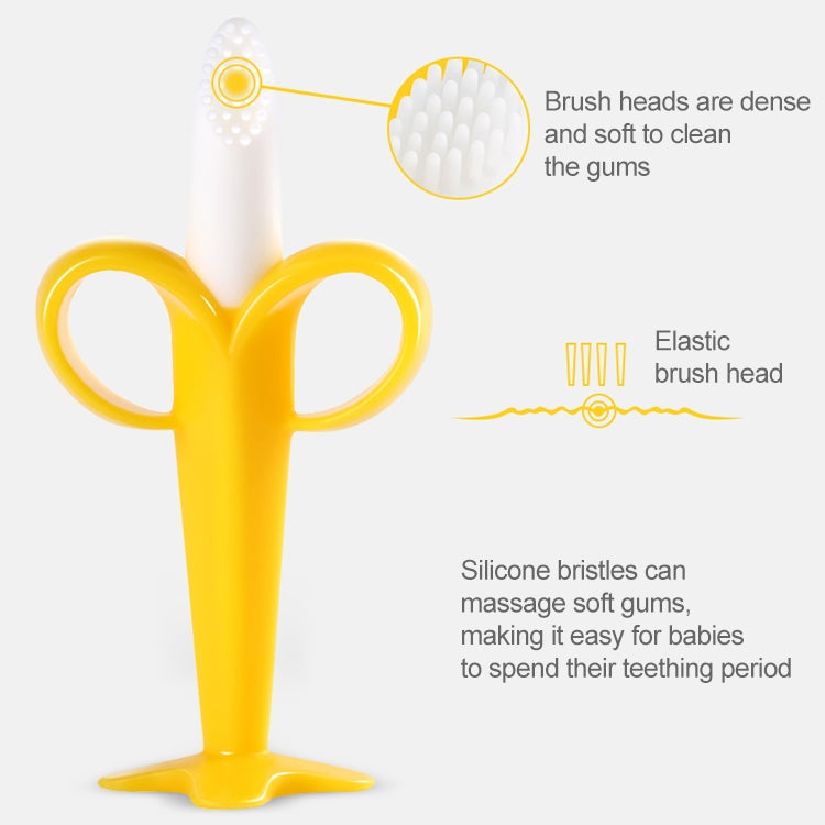 3 PCS Baby Silicone Training Toothbrush Banana Shape Safe Toddle Teether Chew Toys Teething Ring Gift for Infant Baby Chewing