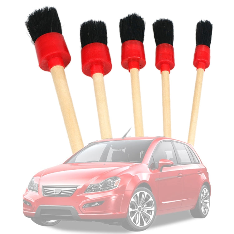 5 Pcs Car Detailing Brush Cleaning Natural Boar Hair Brushes Auto Detail Tools Products Wheels Dashboard