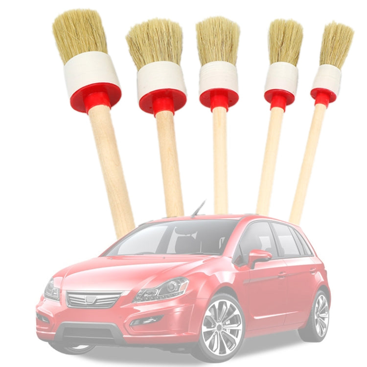 5 Pcs Car Detailing Brush Cleaning Natural Boar Hair Brushes Auto Detail Tools Products Wheels Dashboard