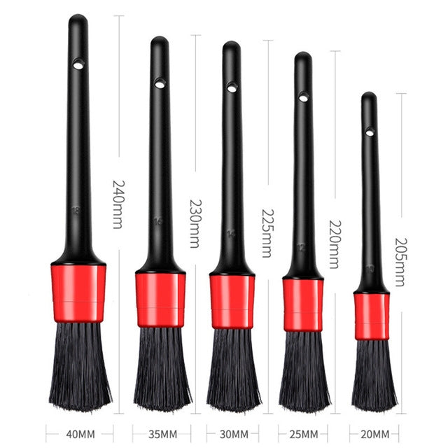 5 Pcs Car Detailing Brush Cleaning Natural Boar Hair Brushes Auto Detail Tools Products Wheels Dashboard